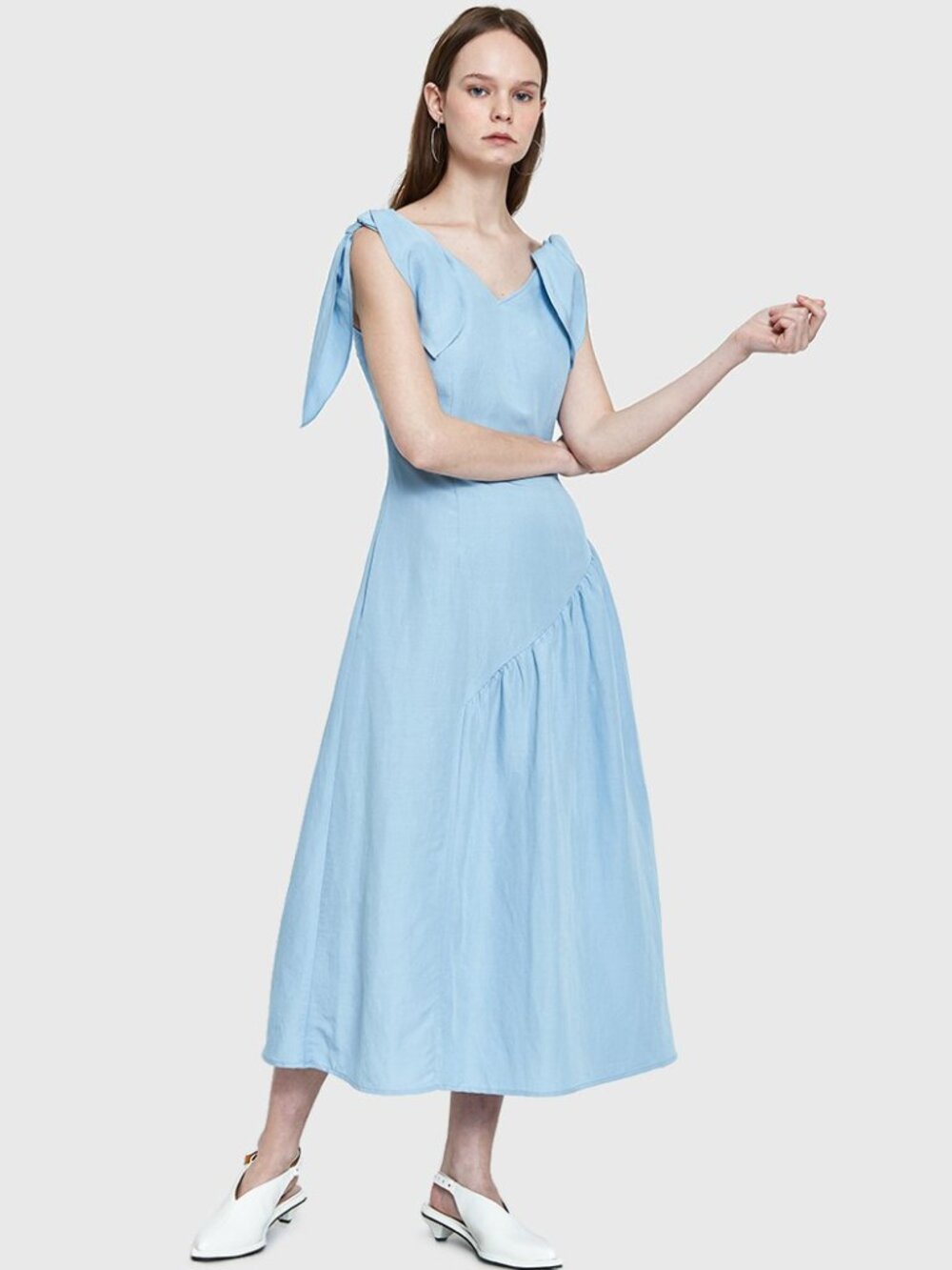 Rejina Pyo Lily light blue Bow-tie sleeve midi dress Size 6